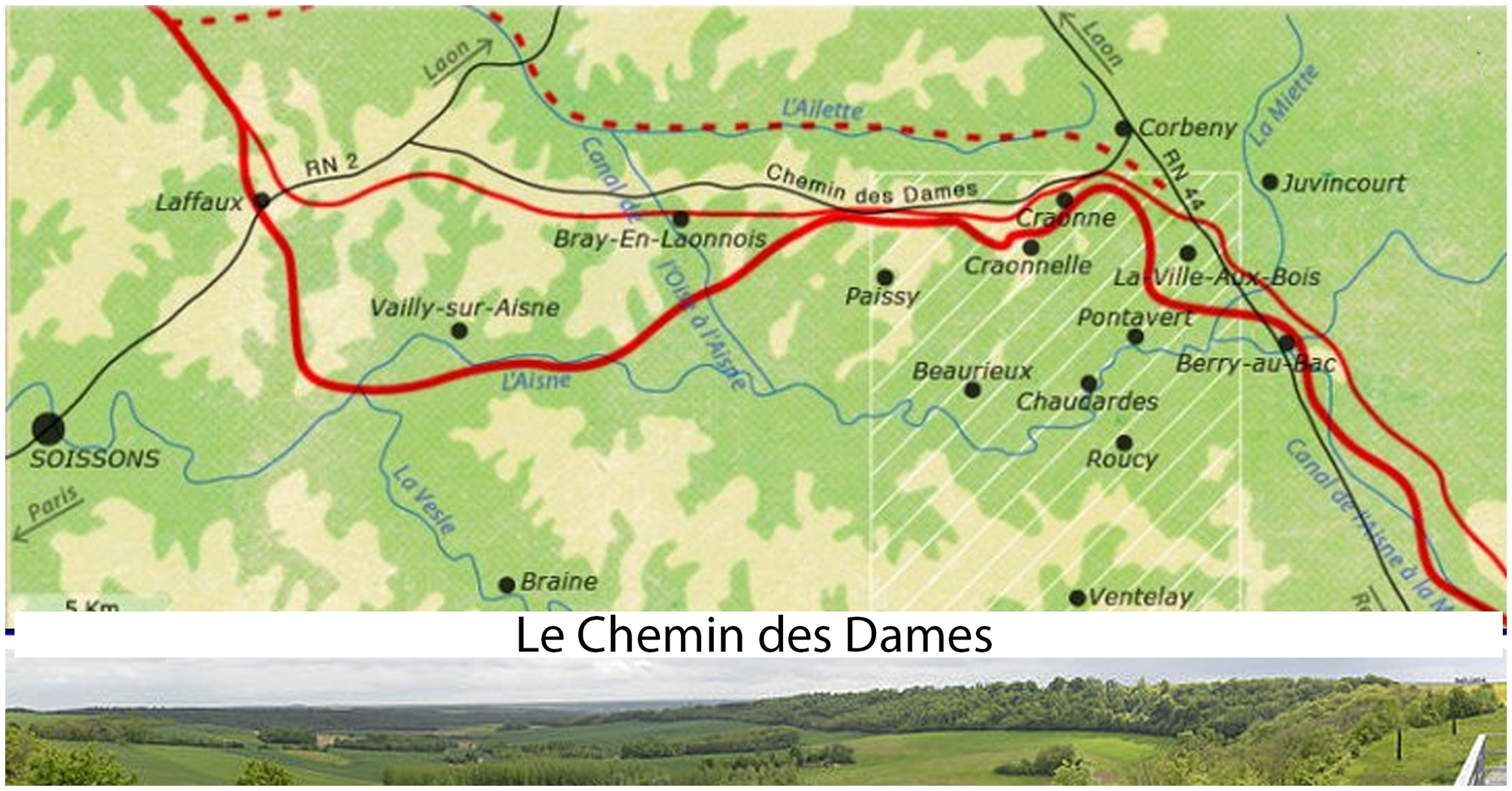 Plan de la Bataille «  Chemin des Dames » - 