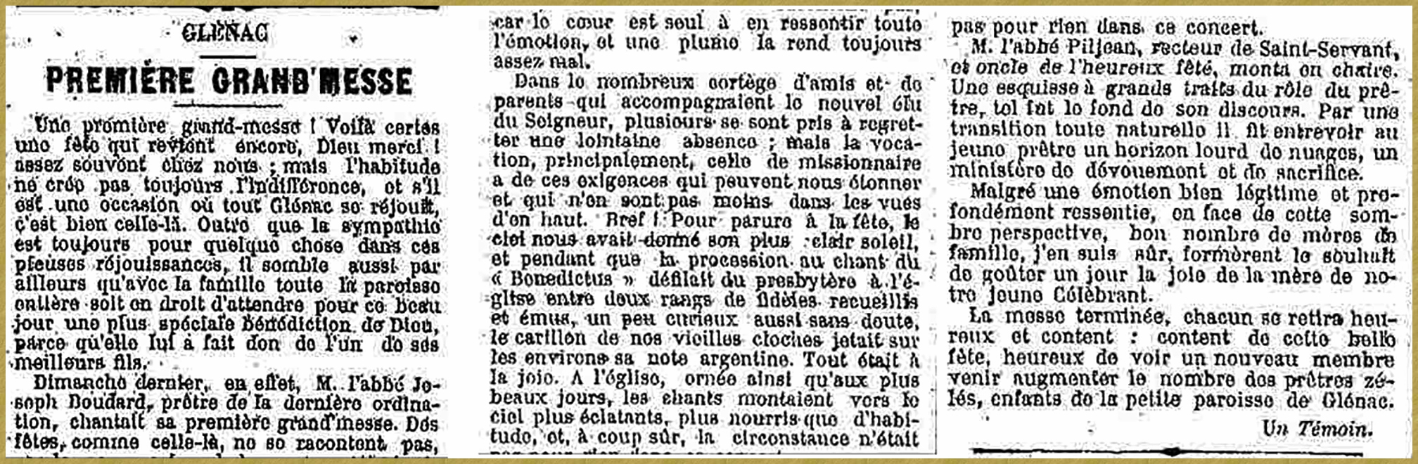 	Première  Grand’messe du chanoine Joseph Boudard-