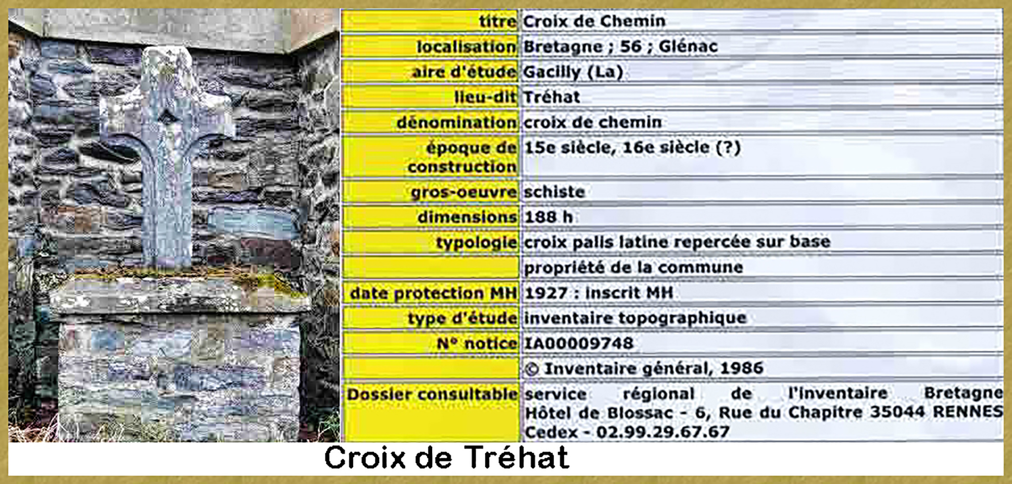 Recensement de la croix de Tréhat 