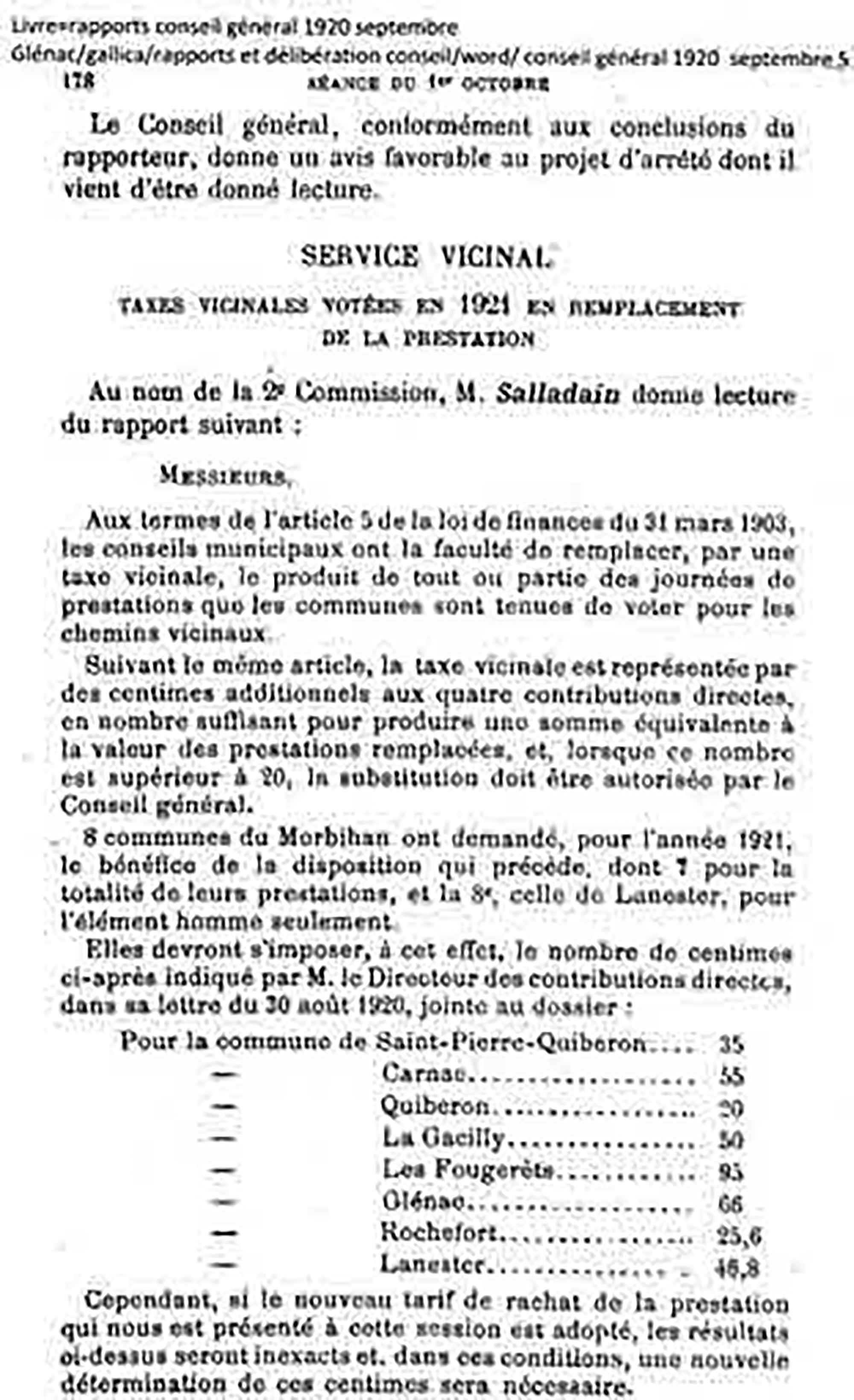 		Avis du Conseil Général - 