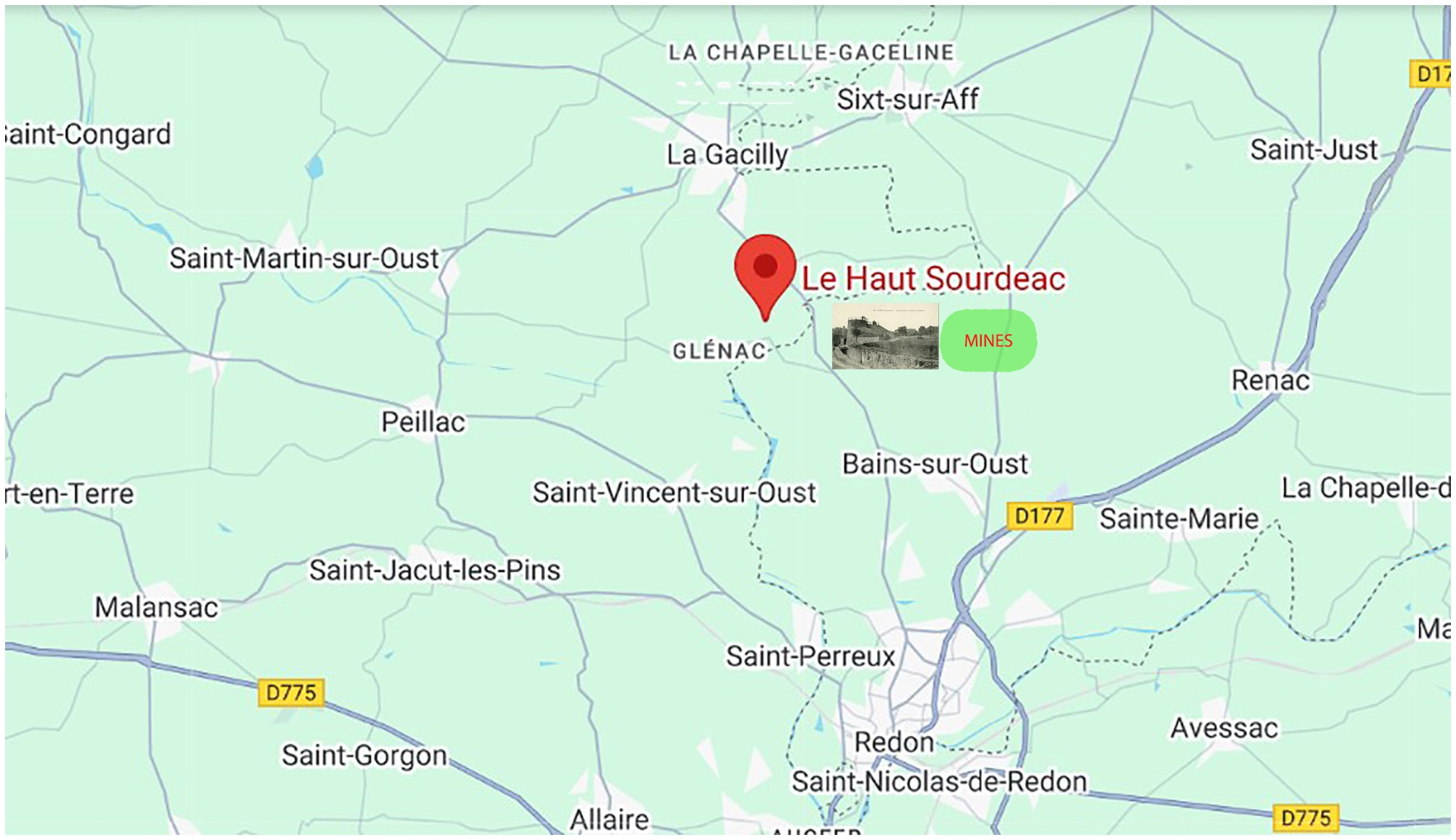 PlaceSituation de la  Mine de Soudéac - 