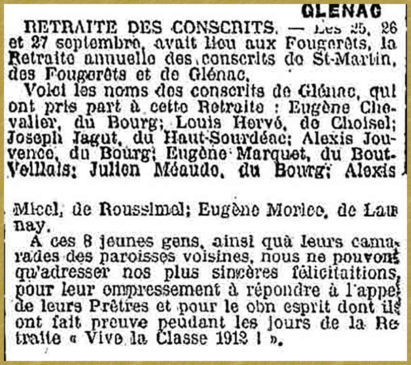 Retraite aux Fougerêts pour les conscrits - 