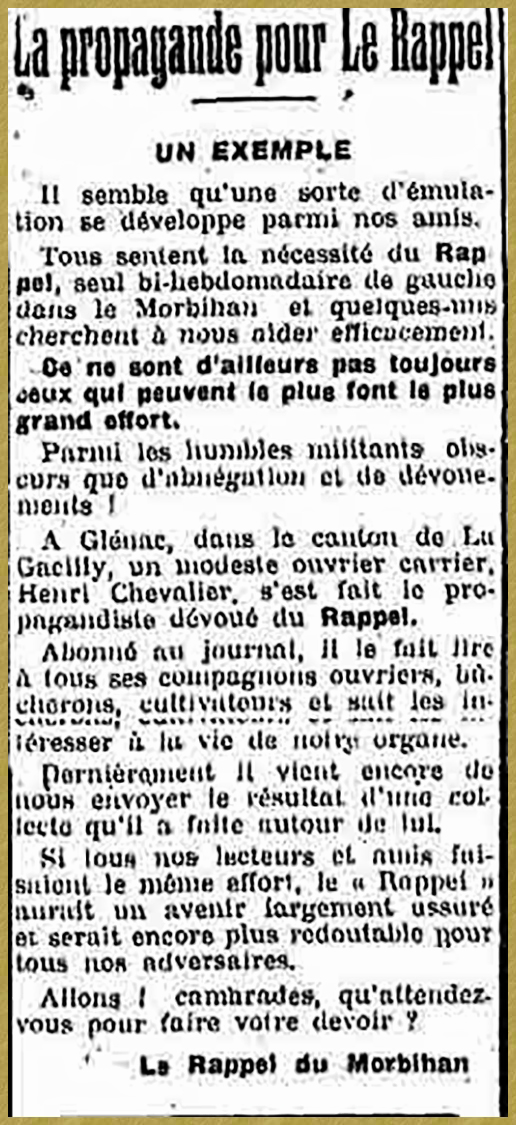Félicitations à M. Chevalier Henri de Launay 